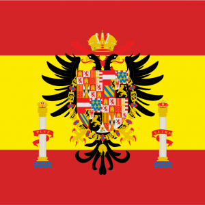 Bandera de España con Aguila bicefala o de los Austrias