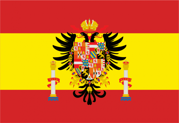 Bandera de España con Aguila bicefala o de los Austrias