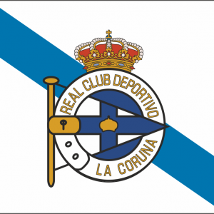 Bandera de Galicia con escudo del Deportivo de la Coruña