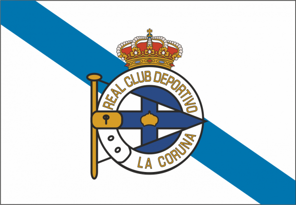 Bandera de Galicia con escudo del Deportivo de la Coruña