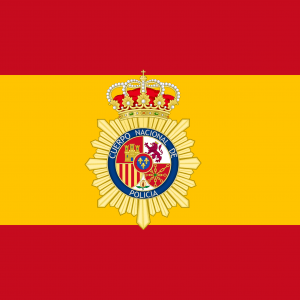 Bandera España con escudo Policia Nacional