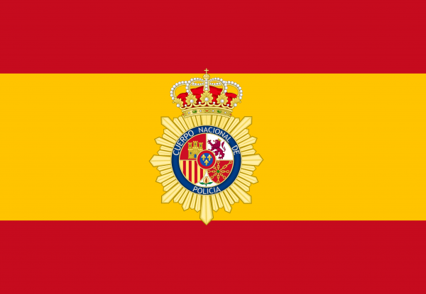 Bandera España con escudo Policia Nacional