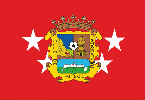 Bandera de Madrid con escudo del C.F. Fuenlabrada