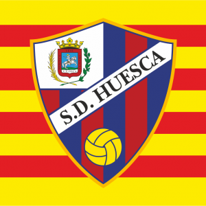 Bandera de Aragón con escudo de la S.D. Huesca