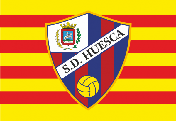 Bandera de Aragón con escudo de la S.D. Huesca