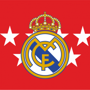 Bandera de Madrid con escudo del Real Madrid
