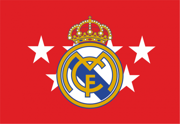 Bandera de Madrid con escudo del Real Madrid