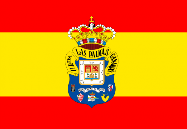 Bandera España con escudo de la U.D. Las Palmas