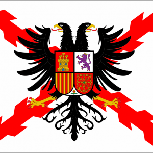 Bandera Cruz de Borgoña de los Tercios con Aguila bicefala