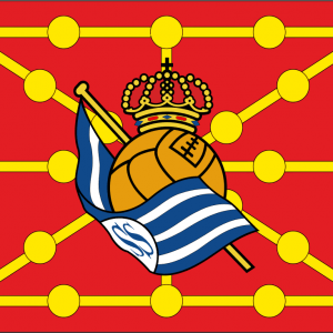 Bandera Reino de Navarra con escudo Real Sociedad