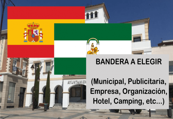 Banderas de España + Andalucía + Bandera a elegir. (indica cual en notas adicionales, si es personalizada nos pondremos en contacto contigo)