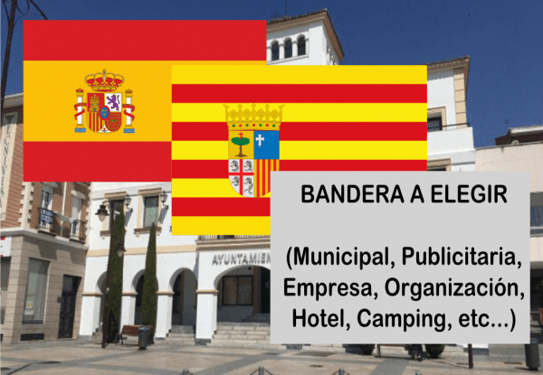 Banderas de España + Aragón + Bandera a elegir. (indica cual en notas adicionales, si es personalizada nos pondremos en contacto contigo)