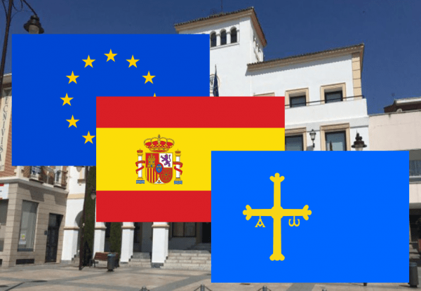 Banderas de Europa + España + Asturias