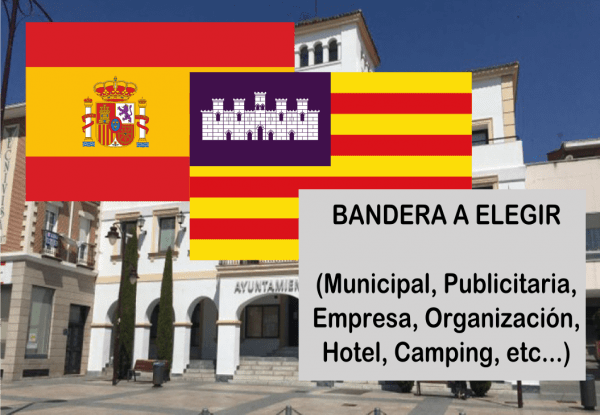 Banderas de España + Islas Baleares + Bandera a elegir. (indica cual en notas adicionales, si es personalizada nos pondremos en contacto contigo)