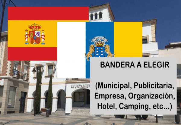 Banderas de España + Canarias + Bandera a elegir. (indica cual en notas adicionales, si es personalizada nos pondremos en contacto contigo)