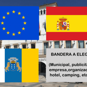 Banderas de Europa + España + Canarias + Bandera a elegir. (indica cual en notas adicionales, si es personalizada nos pondremos en contacto contigo)