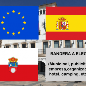 Banderas de Europa + España + Cantabria + Bandera a elegir. (indica cual en notas adicionales, si es personalizada nos pondremos en contacto contigo)