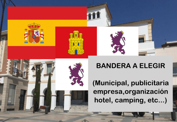 Banderas de España + Castilla León + Bandera a elegir. (indica cual en notas adicionales, si es personalizada nos pondremos en contacto contigo)