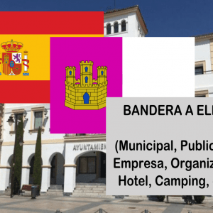 Banderas de España + Castilla la Mancha + Bandera a elegir. (indica cual en notas adicionales, si es personalizada nos pondremos en contacto contigo)