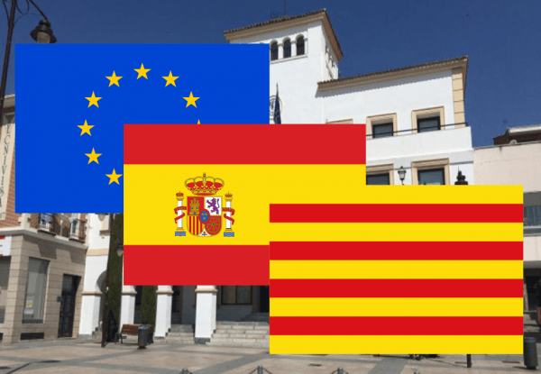 Banderas de Europa + España + Cataluña