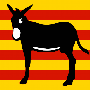 Bandera de Cataluña con Burro