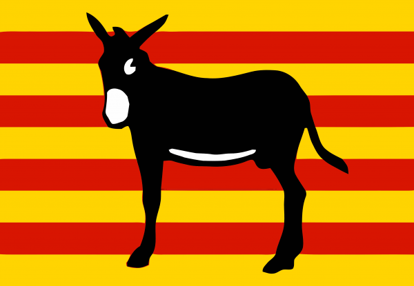 Bandera de Cataluña con Burro