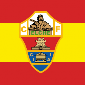 Bandera de España con escudo Elche C.F.