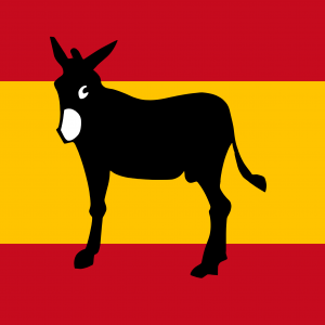 Bandera de España con Burro
