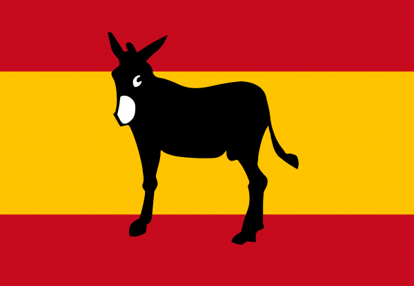 Bandera de España con Burro