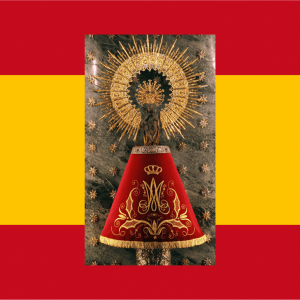 Bandera España con Virgen del Pilar