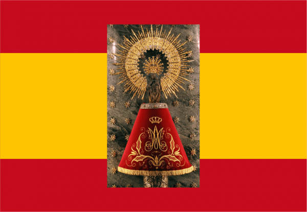 Bandera España con Virgen del Pilar