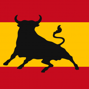 Bandera de España con toro