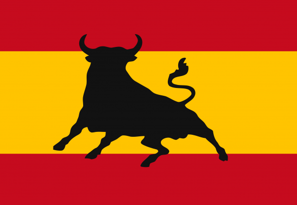 Bandera de España con toro