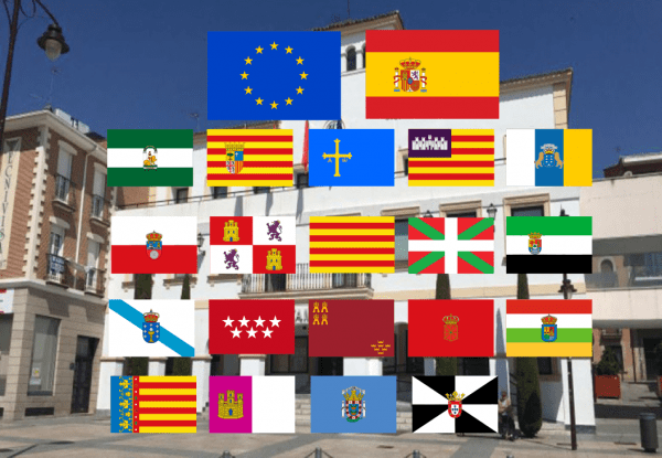 Bandera de Europa + España + Comunidades Autónomas + Ceuta y Melilla con 10% de descuento adicional