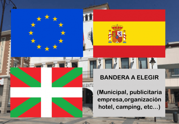 Banderas de Europa + España + Euskadi + Bandera a elegir. (indica cual en notas adicionales, si es personalizada nos pondremos en contacto contigo)