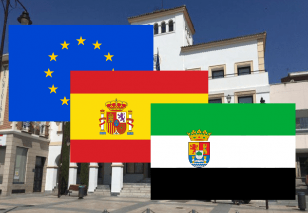 Banderas de Europa + España + Extremadura