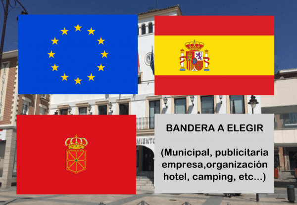 Banderas de Europa + España + Navarra + Bandera a elegir. (indica cual en notas adicionales, si es personalizada nos pondremos en contacto contigo)