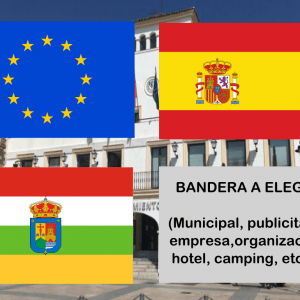 Banderas de Europa + España + La Rioja + Bandera a elegir. (indica cual en notas adicionales, si es personalizada nos pondremos en contacto contigo)