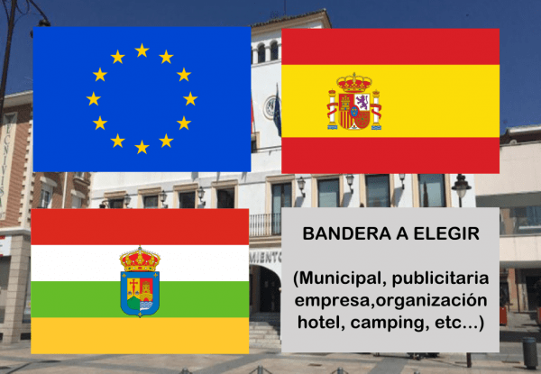Banderas de Europa + España + La Rioja + Bandera a elegir. (indica cual en notas adicionales, si es personalizada nos pondremos en contacto contigo)